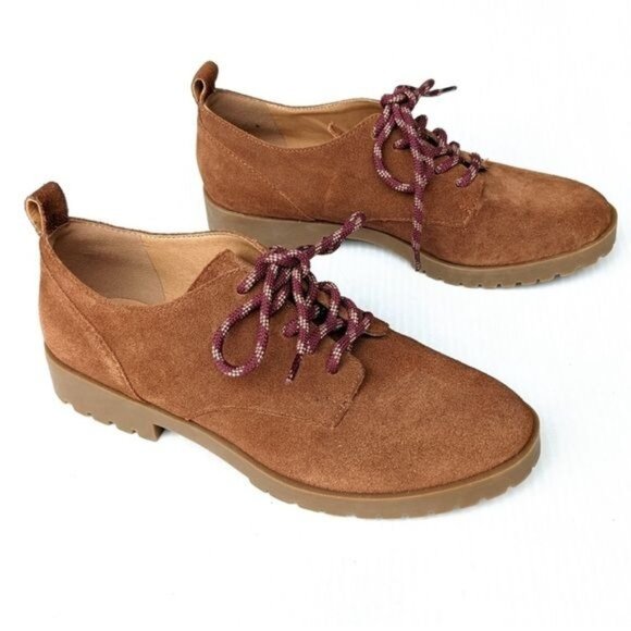 CROWN VINTAGE Lowell Cognac tan suede  leather oxford loafers Size 10 - Picture 1 of 9